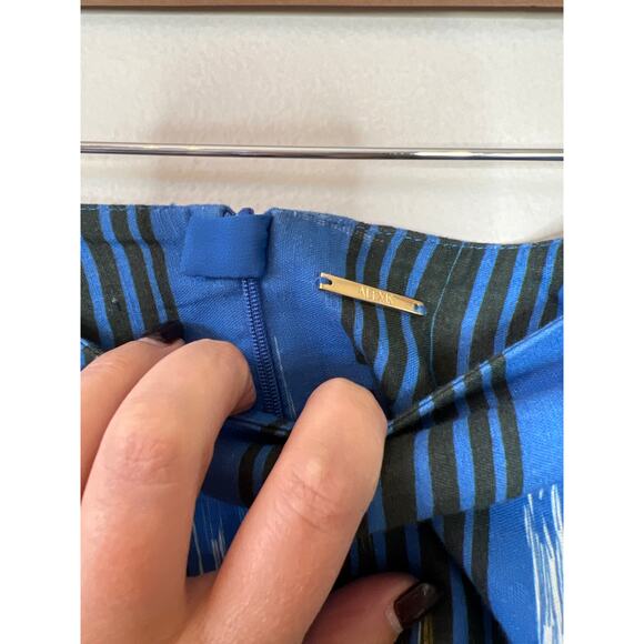 NEW Alexis Flare Pockets Tie Dye Abstract Print Cotton Serrano Skirt Blue - Picture 4 of 6